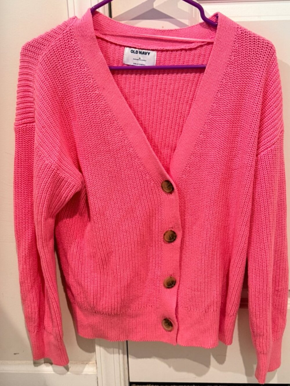 Old Navy Pink Knit Cardigan Button Down Women’s Medium Cozy Lightweight